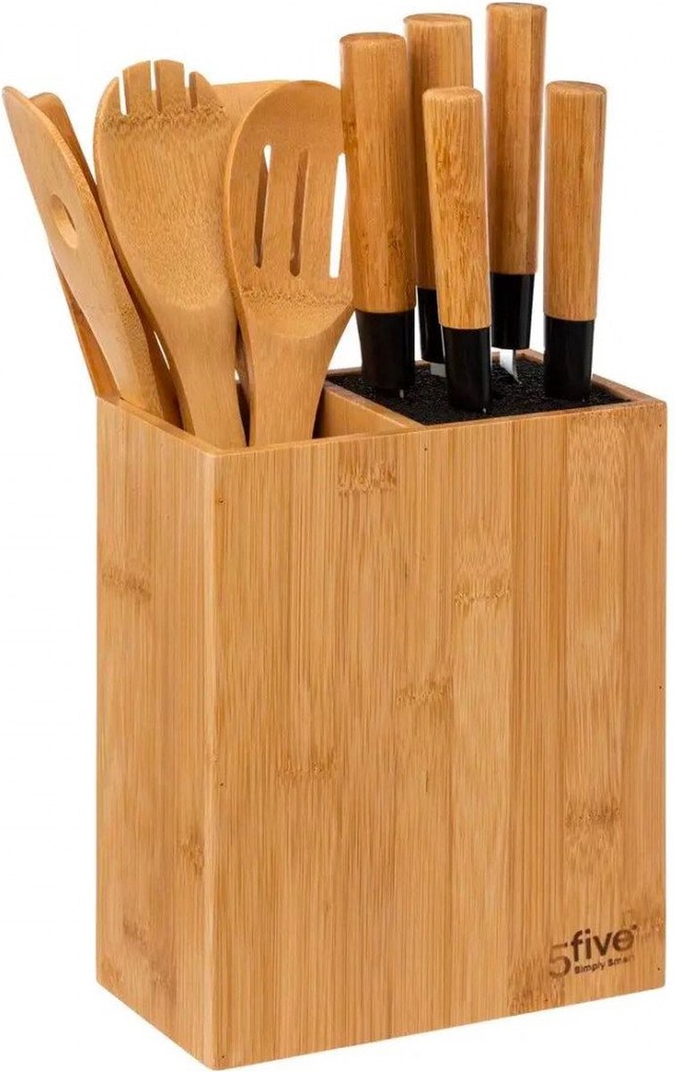Knife and Kitchen Utensil Set - Bamboo - 11 Pieces