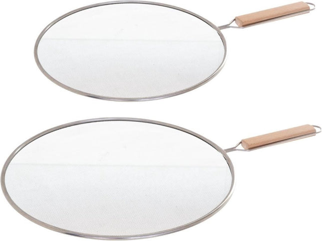 Set van 2x universele RVS spatdeksels/afgietdeksels voor pannen 25 - 28 cm