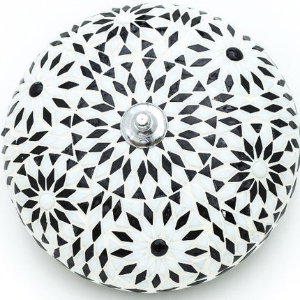 Oosterse plafondlamp mozaïek zwart & wit bohemian 24 cm