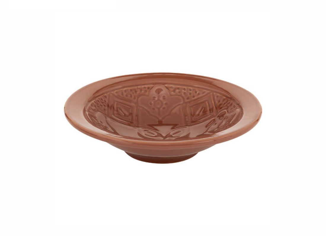 Assiette Creuse Sienna Terre Cuite 23 cm - Bol à Soupe en Faïence avec Motif Floral - 6cm Hauteur - Assiette à Soupe