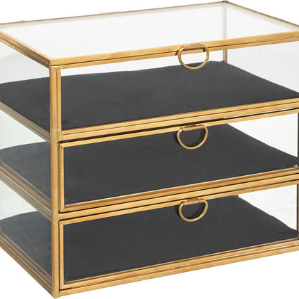 Gouden sieradenkistje glas -  Uitschuifbaar