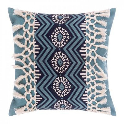 Sierkussen blauw met franjes