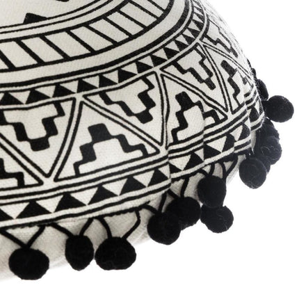 Sierkussen Rond - Mandala - Zwart-Wit - Diameter 40 cm