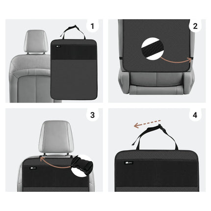 Sipo - Auto Stoelbeschermer Kind - Kick Mat Auto Achterbank - Beschermmat Autostoel met Opbergvakken - Universele Rugleuning Beschermer - Waterafstotend - ca. 61 x 43 cm - Zwart
