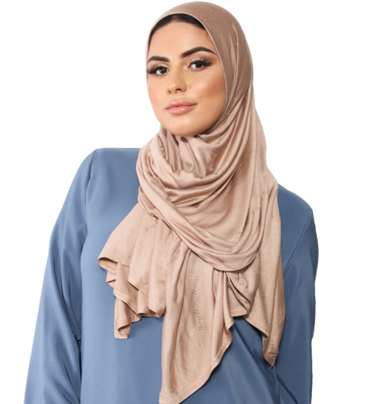 Jersey Hijab Stones – stretch hijab met steentjes, 195 x 70 cm