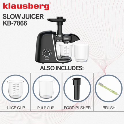 Klausberg Slow Juicer– 150W | 700 ml | Cold Press | Groenten en Fruitpers | Luxe Design & Hoog Saprendement
