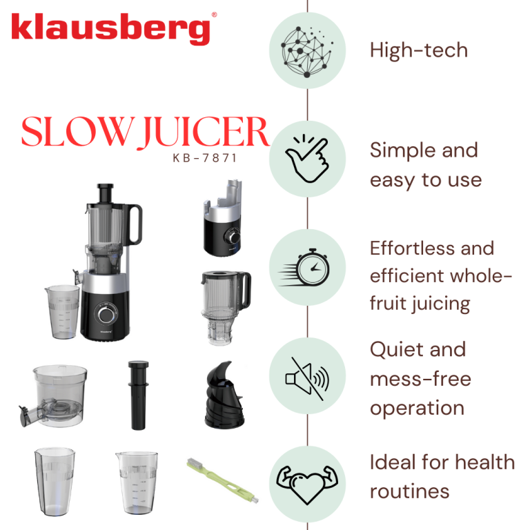 Klausberg KB-7871 slowjuicer – cold press juicer met brede vulopening, 180 W – foto 13