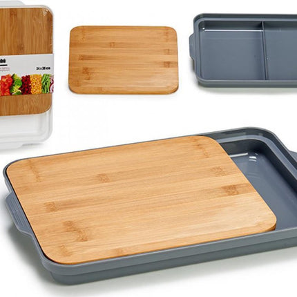 Bamboe snijplank met opvangbak - Wit