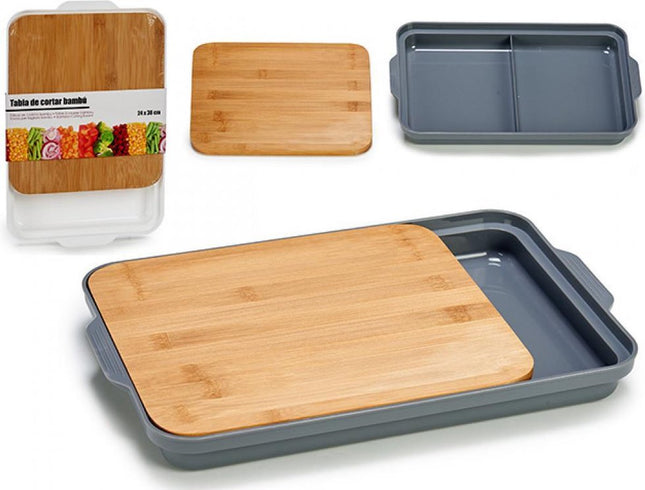 Bamboe snijplank met opvangbak - Wit