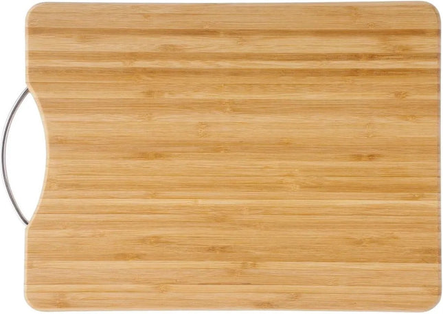 Snijplank met metalen handvat 30 x 20 cm van bamboe hout - Serveerplank - Broodplank