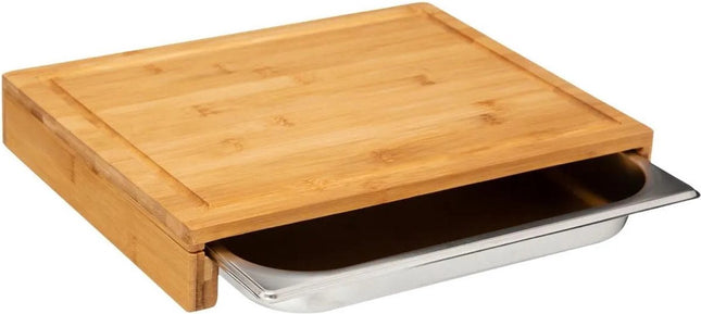 Snijplank rechthoek met opvangbak 35 x 28 cm van bamboe hout