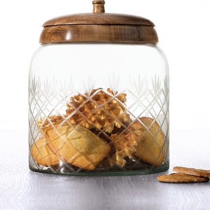 Snoeppot - voorraadpot 2,7L glas met houten deksel