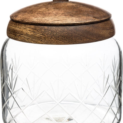 Snoeppot/voorraadpot 1,2L glas met houten deksel - 1200 ml - Bonbonnieres