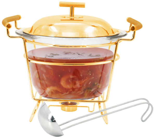 Soupière en verre, marmite à soupe avec chauffe-plat
