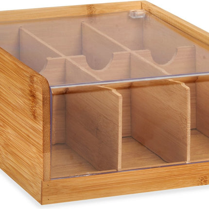 Sorteerdoos 6-vaks - hout - bruin - 22x20x10 cm - Opberg box