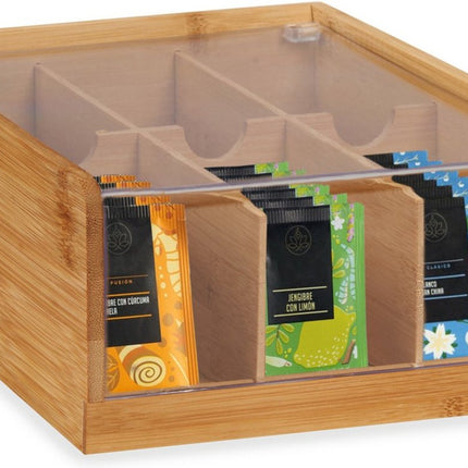 Sorteerdoos 6-vaks - hout - bruin - 22x20x10 cm - Opberg box