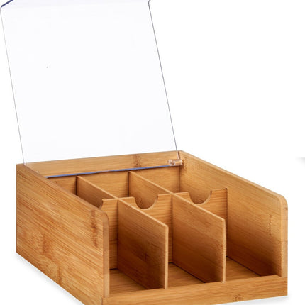 Sorteerdoos 6-vaks - hout - bruin - 22x20x10 cm - Opberg box