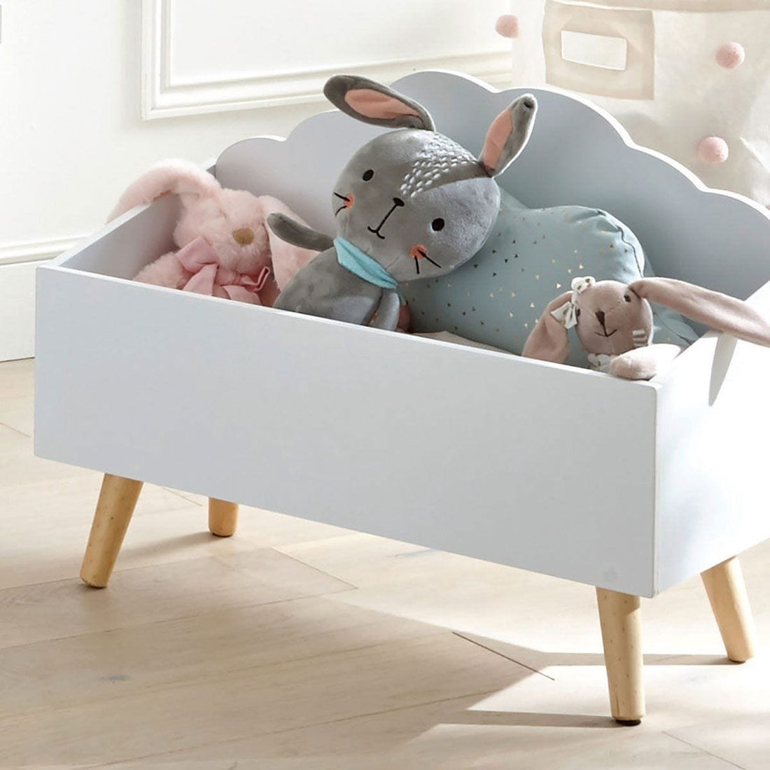 Atmosphera speelgoedkist Wolk – opbergkist voor de kinderkamer, wit of roze – foto 4