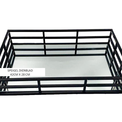 Dienblad met spiegel mat zwart 42cm x 28cm