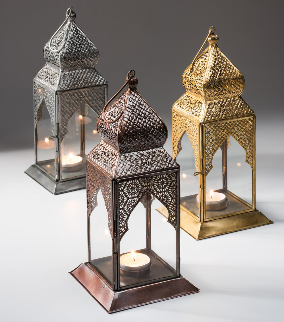 Lanterne de table de style marocain avec finition antique