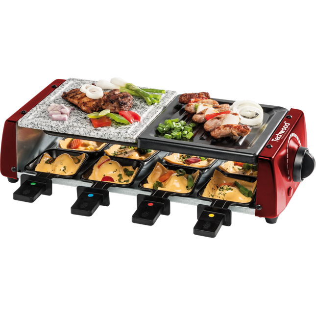 Techwood – grill – raclette – steengrill – Gourmetstel 3-in-1 – 8 personen