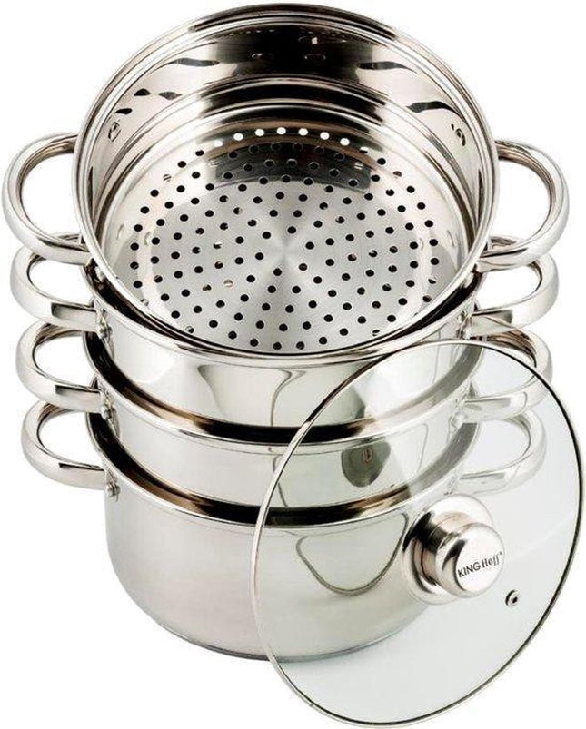 Kinghoff 3320 stoompan - Ø24 cm - rvs - alle warmtebronnen - 5 delig