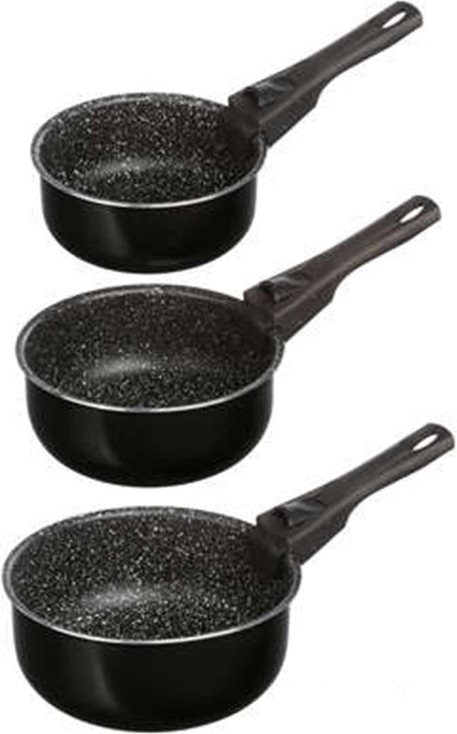 Steelpan/sauspan 3x st. - alle kookplaat types- aluminium - zwart - 16/18/20 cm