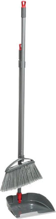 Stoffer en blik met lange steel grijs 91 cm