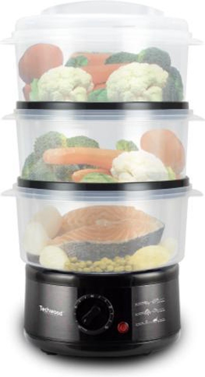 Techwood TCV376 - Cuiseur Vapeur - 3 Bacs Empilables - 7.5 litres