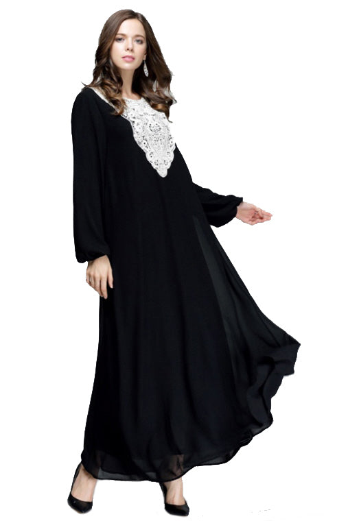 Chiffon-Spitzen-Abaya