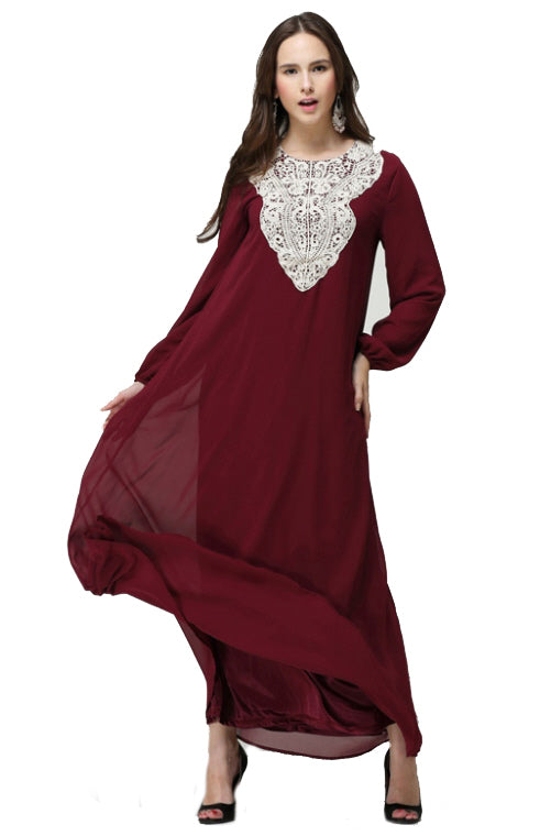 Chiffon-Spitzen-Abaya