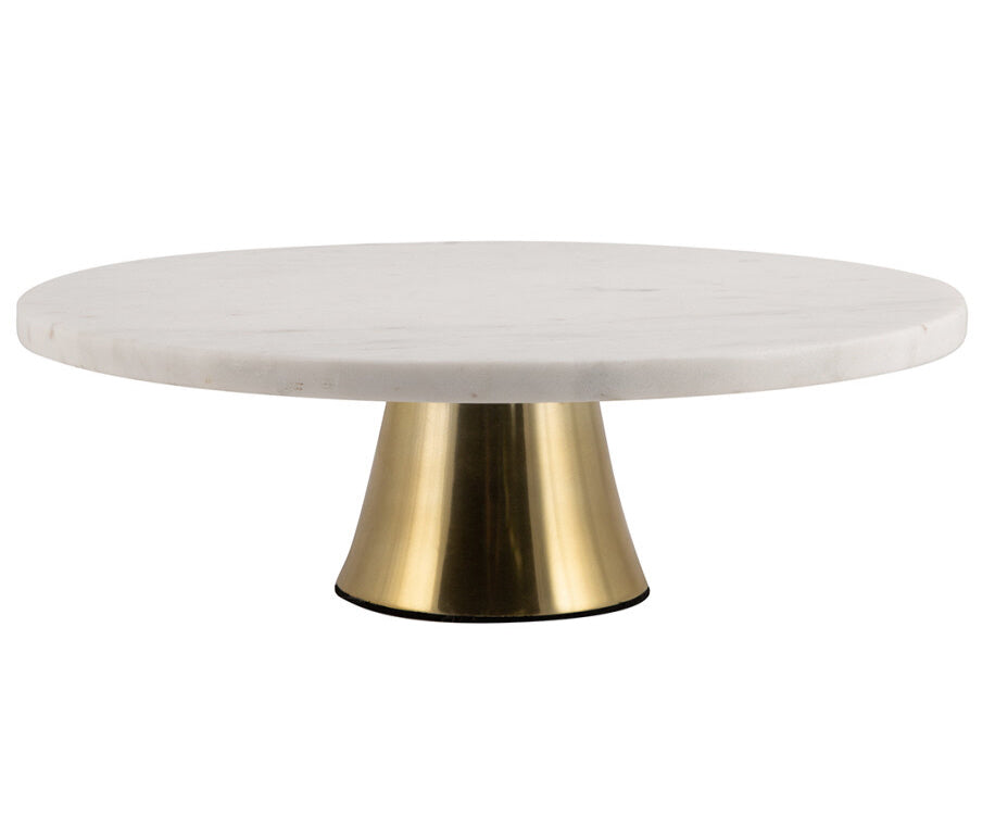 Présentoir à gâteaux rond en marbre Ø 30 cm - blanc