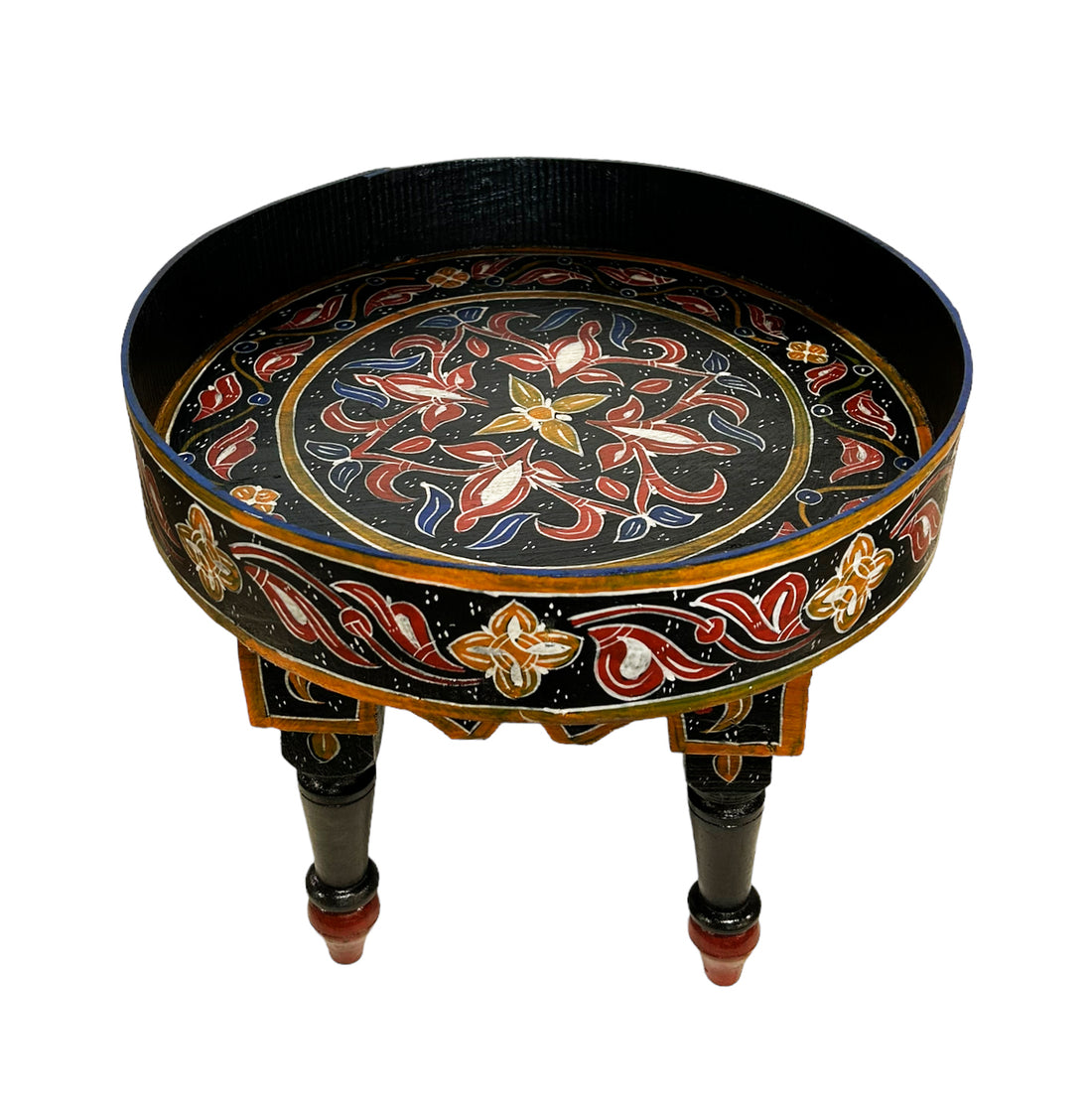 Marokkaanse geschilderde tafel – bijzettafel van cederhout, Ø 40 cm – foto 5