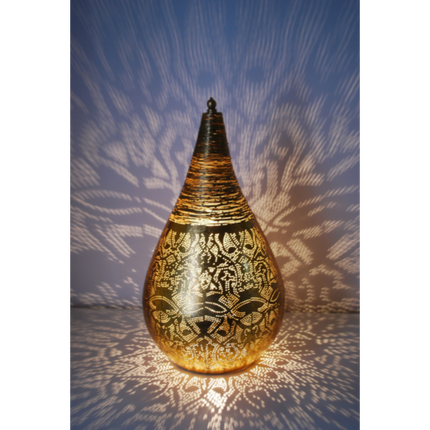 Oriëntaalse tafellamp filigrain style druppel - vintage goud