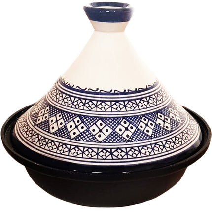 Cuilina | Tajine Fes Ø30cm - Inductie – Handgemaakt kleurrijke keramiek – wit/blauw