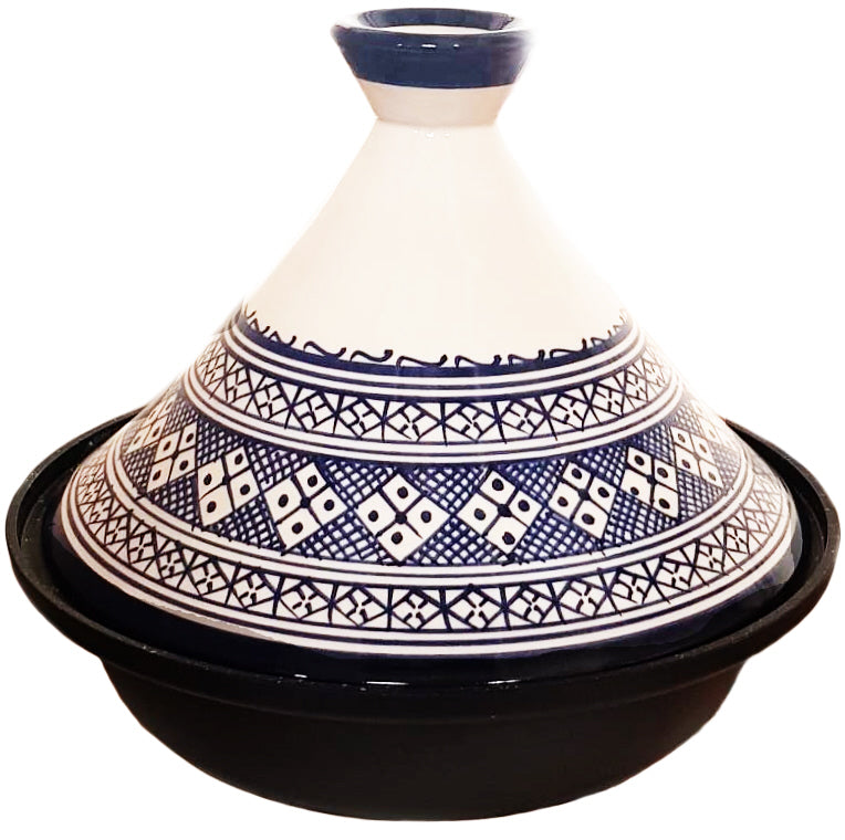 Cuilina tajine Fes Ø 30 cm voor inductie – handbeschilderd deksel, wit/blauw – foto 2