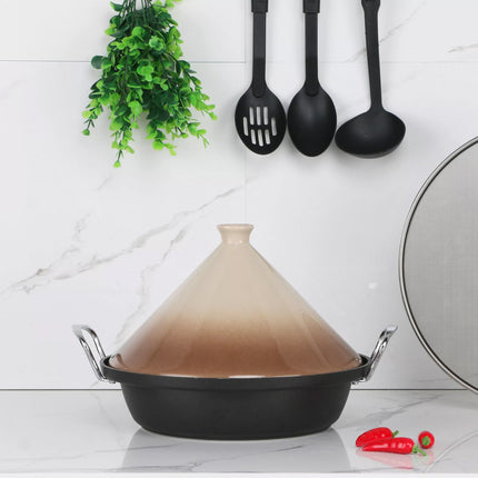 CUILINA | Tajine aardewerk en gegoten Aluminium inductie| Handvaten| Geschikt voor 4-8 personen -  Alle warmtebronnen| Ø 30cm