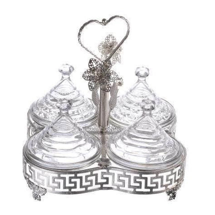 Tajine 4-delige set glas zilverkleurig