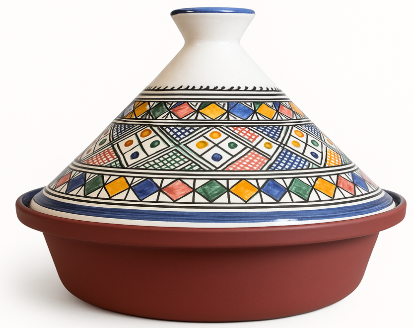 Cuilina tajine 30 cm voor inductie – handbeschilderd deksel met mozaïekmotief