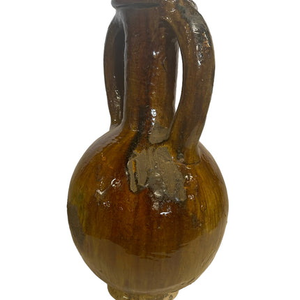 Grote Tamegroute Vaas met handvaten okergeel