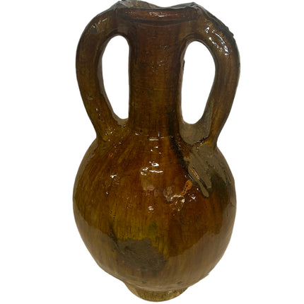 Grote Tamegroute Vaas met handvaten okergeel