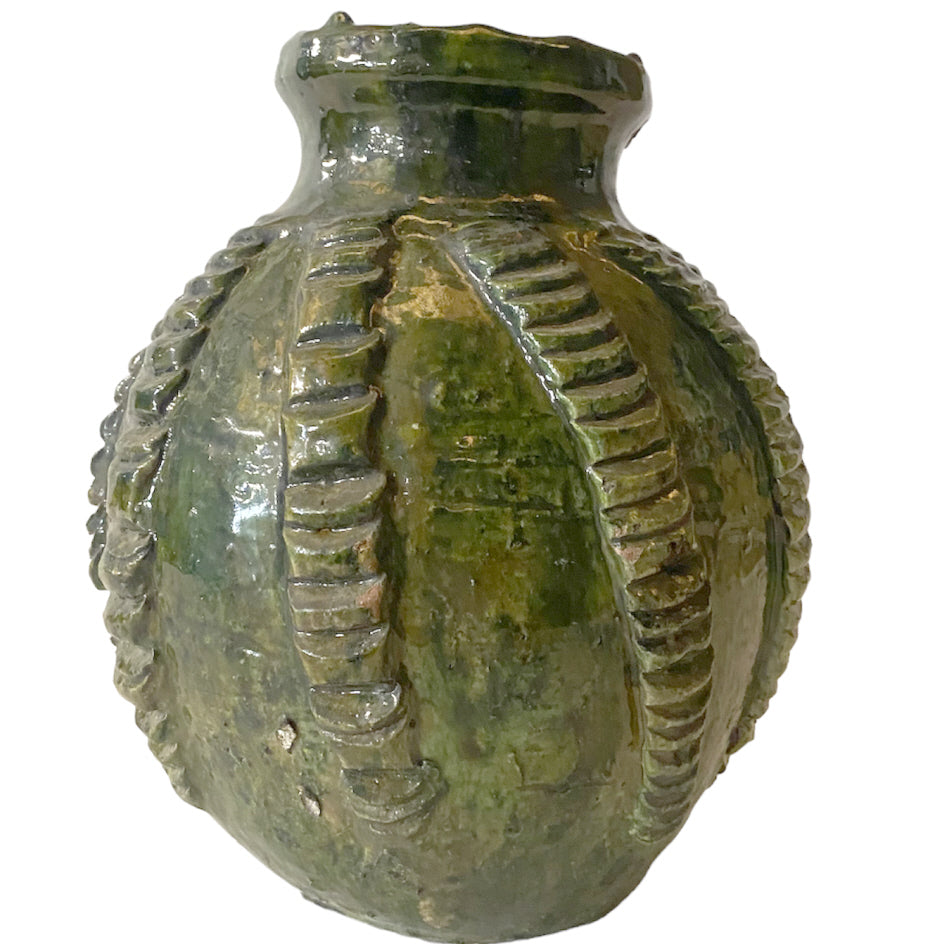 Vase vintage en poterie de Tamegroute - pot relief