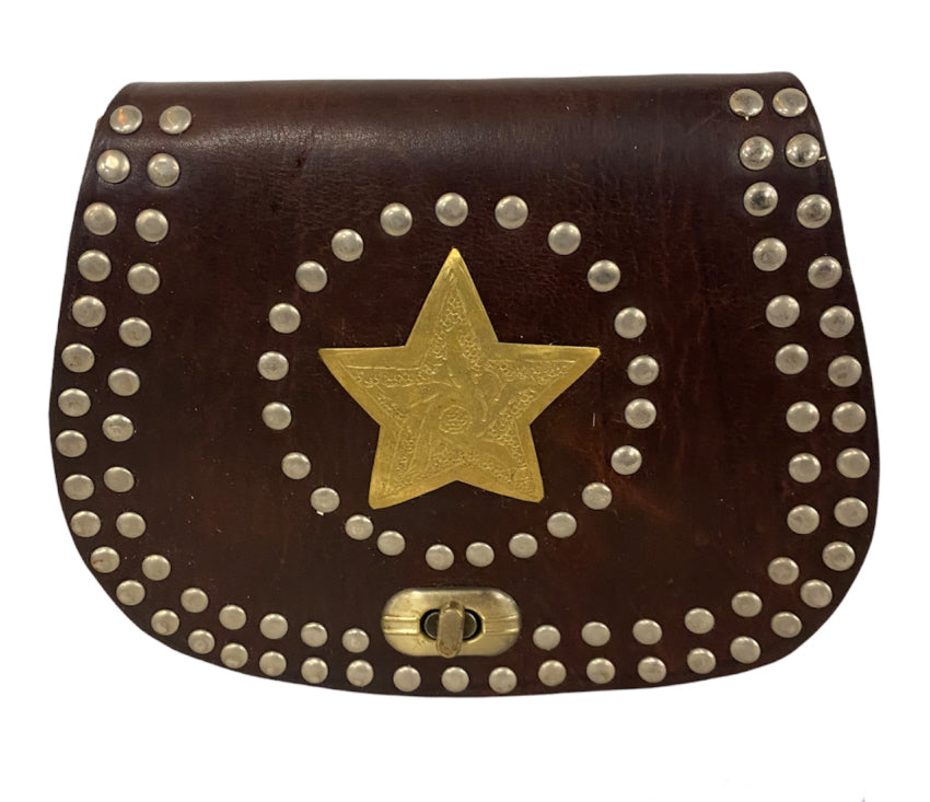 Sac en cuir marocain étoile marron foncé