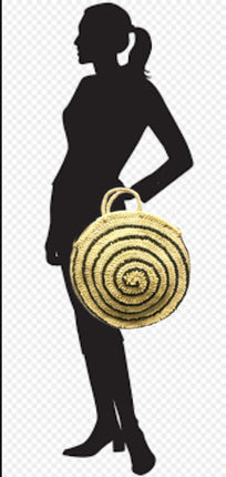 Ronde Straw rotan tas XL met pailletten