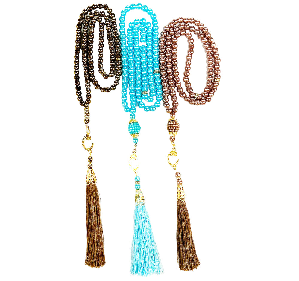 Tesbih (tasbih) met 99 kralen en kwastje – goud, roségoud of turquoise – foto 2
