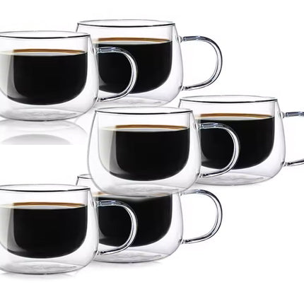 Set van 6 Dubbelwandige Borosilicaat glazen - 160 ml