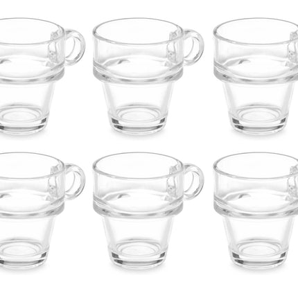 Set van 6 Stapelbare Glazen Koffiekopjes - 90 ml