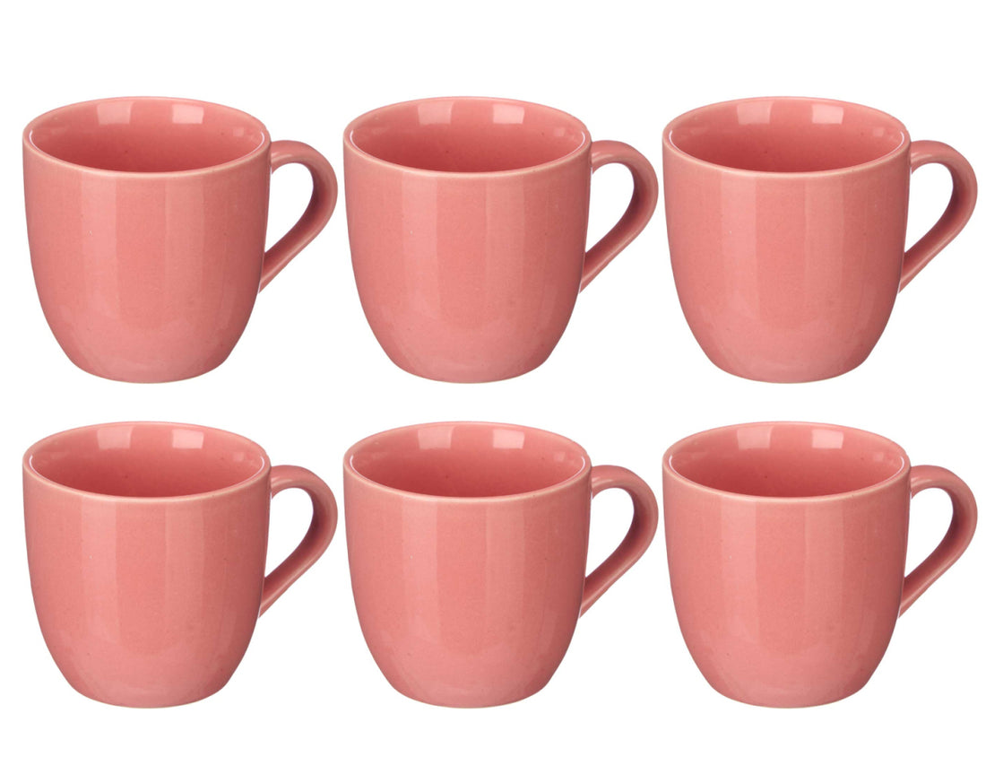 6x Pink plain mugs / cups 150 ml - Tea cup / coffee mug