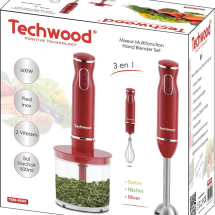 Techwood - Staafmixerset - 3-in-1 - rood