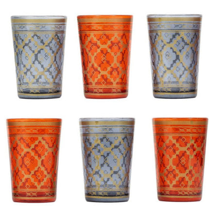 Marokkaanse theeglazen met patronen set van 6